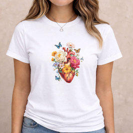 Anatomical Heart Floral Art T Shirt