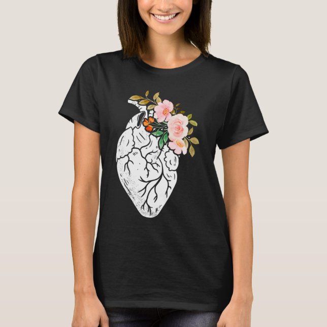 Anatomical Heart Flowers Cardiologist Surgeon Surv T Shirt (Framsida)
