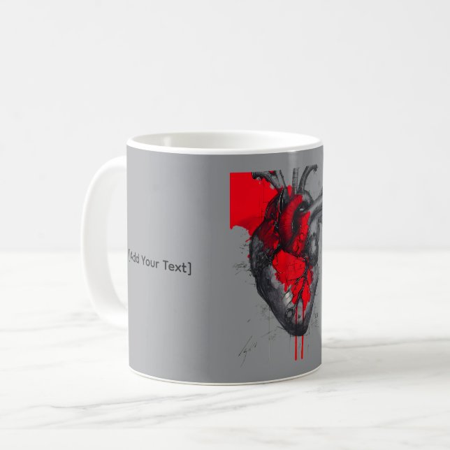 Anatomical Heart Sketch Trash Polka Art Mug Kaffemugg (Framsida vänster)