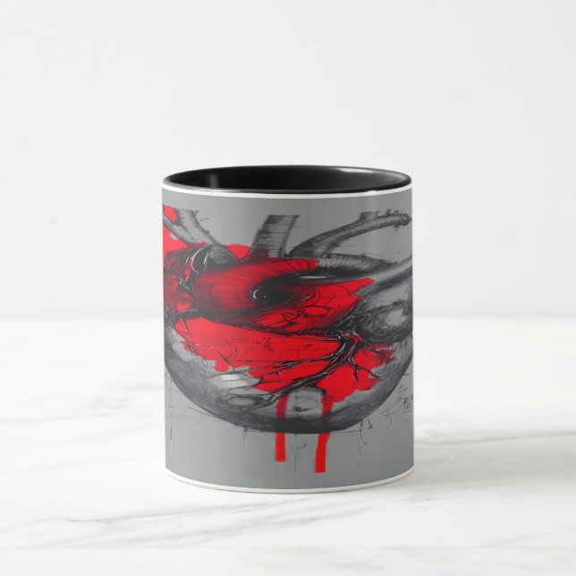 Anatomical Heart Sketch Trash Polka Art Mug Mugg (Center)