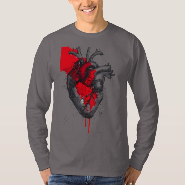 Anatomical Heart Trash Polka Art Long Sleeve T Shirt (Framsida)