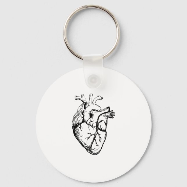 Anatomical Heart Vintage Line Art Nyckelring (Framsida)