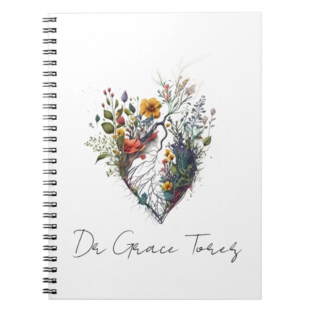Anatomical Heart Wildblomme Medical Anpassningsbar Anteckningsbok (Framsidan)