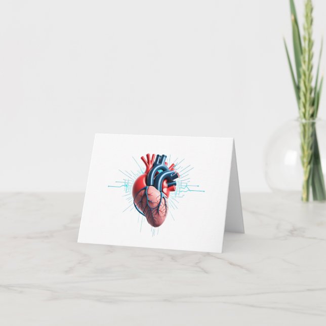 Anatomical Heart with EKG – Medical Art Design Tack Kort (Framsida)