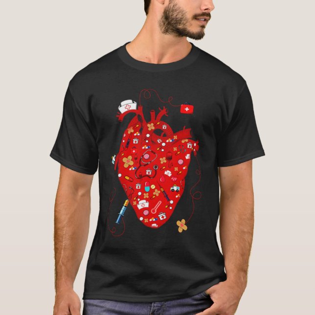 Anatomical Human Heart Cardiology Medical Cardiac  T Shirt (Framsida)
