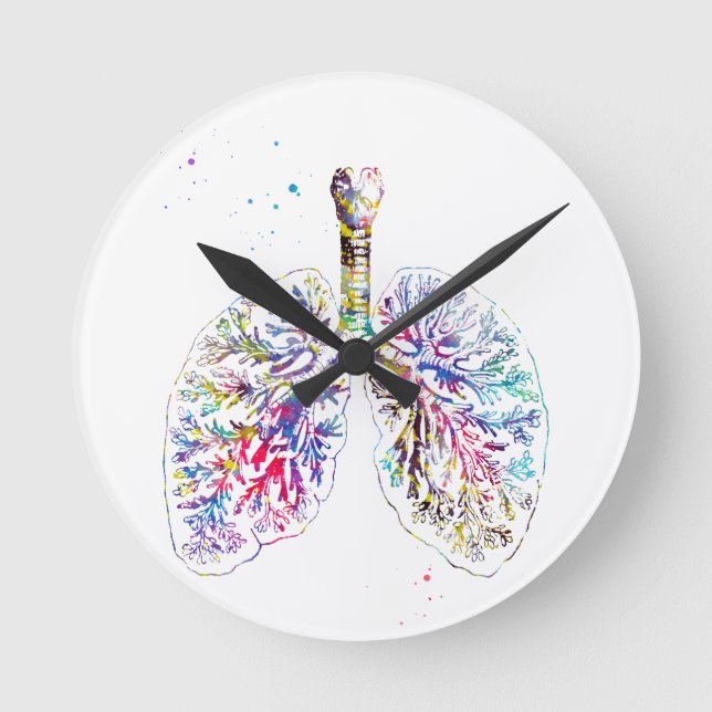 Anatomical Lungs Rund Klocka (Framsida)