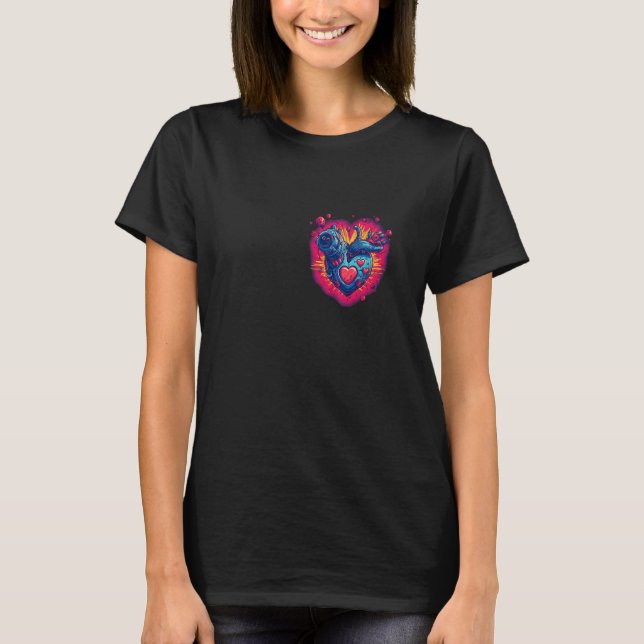 Anatomical Mechanical Heart with Laser Gun Cyberpu T Shirt (Framsida)