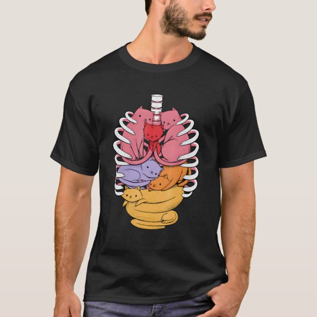 Anatomicat Människans anatomi Röntgenkatt T Shirt (Framsida)
