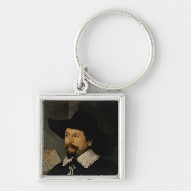 Anatomikursen av Dr. Nicolaes Tulp, 1632 2 Fyrkantig Silverfärgad Nyckelring (Framsidan)