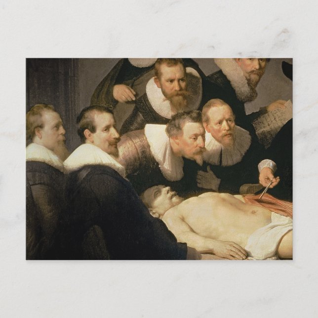 Anatomikursen av Dr. Nicolaes Tulp, 1632 Vykort (Framsida)