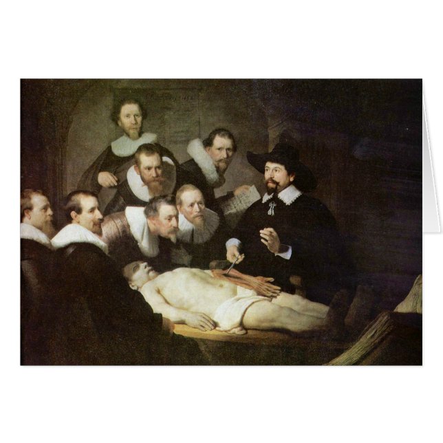 Anatomikursen av Dr. Nicolaes Tulp. Hälsningskort (Framsidan Horizontal)