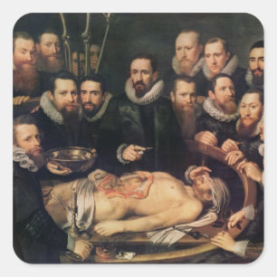Anatomikursen av skåpbilder för doktor Willem Fyrkantigt Klistermärke