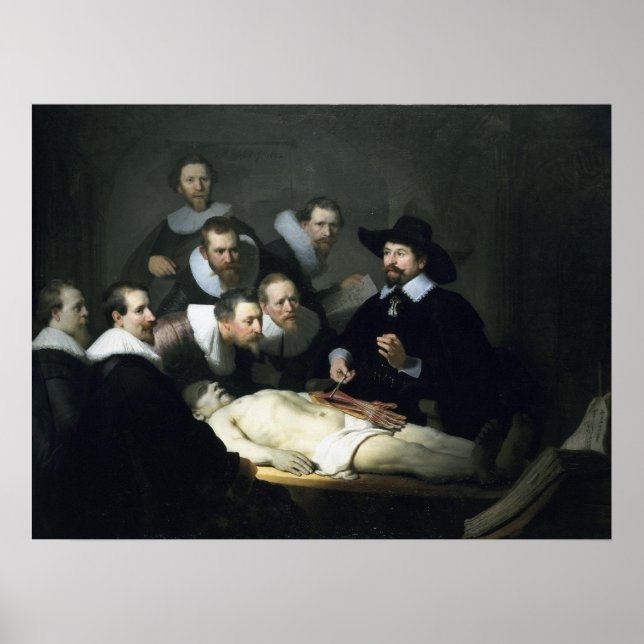 Anatomilesionen av dr Nicolaes Tulp Poster (Framsidan)