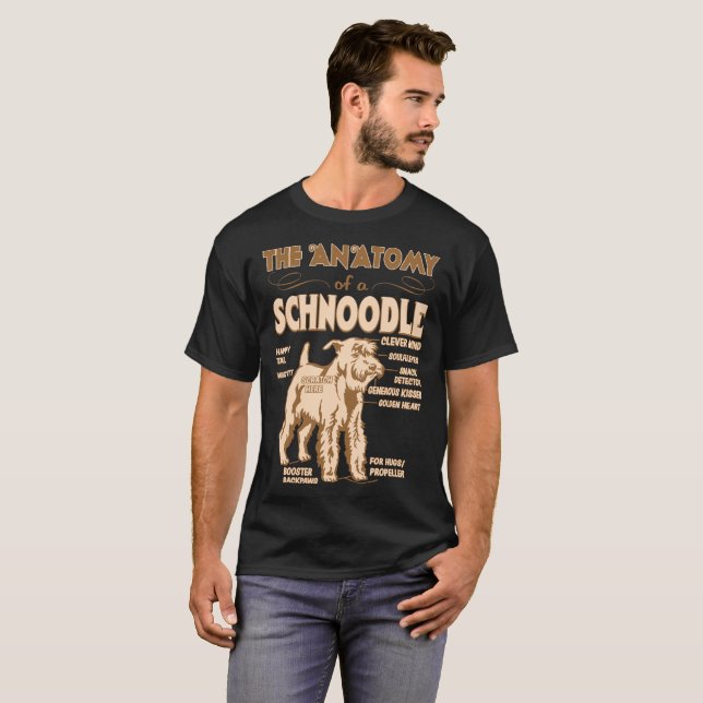 Anatomin av den Schnoodle djurälskaregåvan T Shirt (Hel framsida)