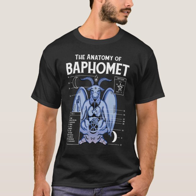Anatomin i Baphomet Satanic Occult Horror Defi T Shirt (Framsida)