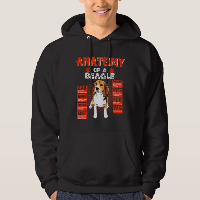 Anatomin i Beagle Hundar Hoodie (Framsida)