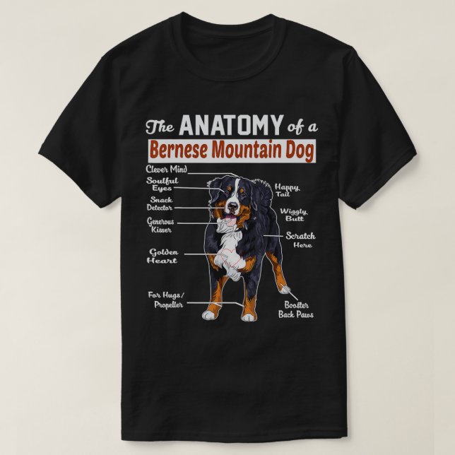 Anatomin i Bernese Mountain Hund T Shirt (Design framsida)