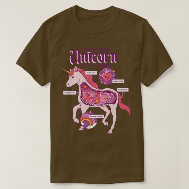 Anatomin i en enhörning t shirt (Design framsida)