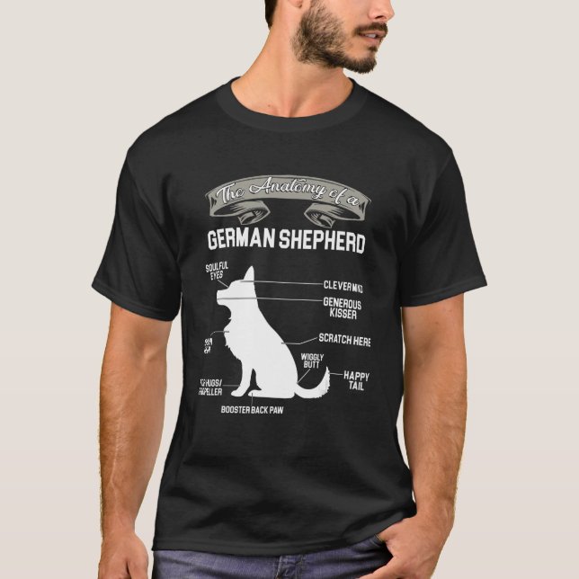Anatomin i en tysk Hund av herdedjur T Shirt (Framsida)