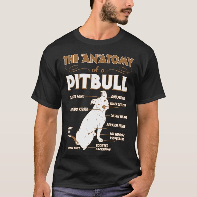 Anatomin i Pitbull Djurälskares Gift T Shirt (Framsida)