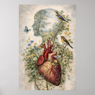 Anatomisk hjärta sinne affisch, botanisk anatomi poster