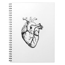 Anatomisk hjärta vintage linjekonst anteckningsbok