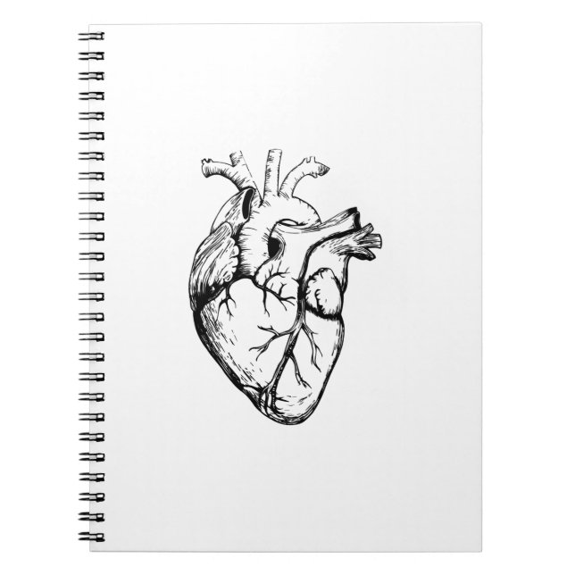 Anatomisk hjärta vintage linjekonst anteckningsbok (Framsidan)