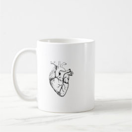Anatomisk hjärta vintage linjekonst kaffemugg