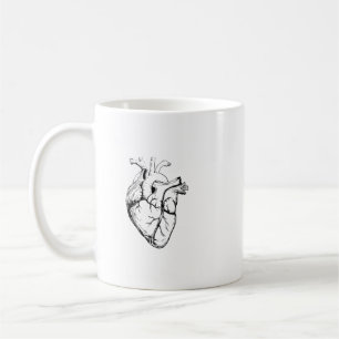 Anatomisk hjärta vintage linjekonst kaffemugg