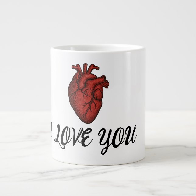 Anatomisk Hjärtan "Jag älskar dig" Mugg  Jumbo Mugg (Framsidan)