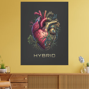 Anatomisk hybrid hjärtrygg moderkortskrets canvastryck