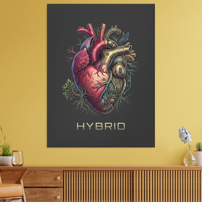 Anatomisk hybrid hjärtrygg moderkortskrets canvastryck (Insitu (Vardagsrum))