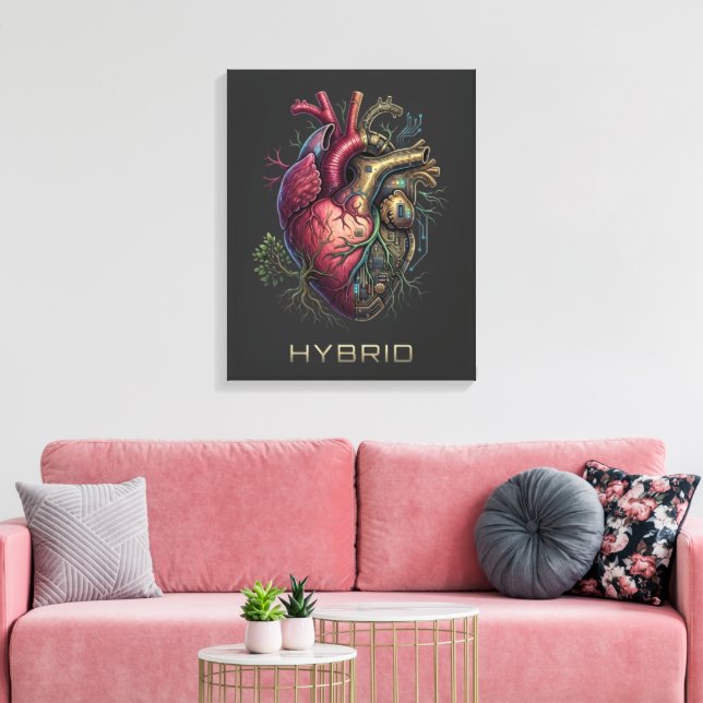 Anatomisk hybrid hjärtrygg moderkortskrets canvastryck (Insitu (Vardagsrum))