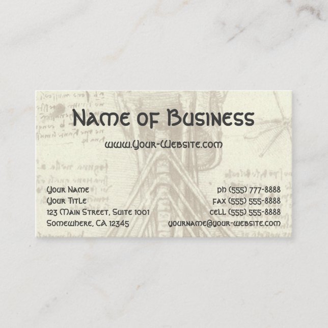 Anatomisk skiss av ryggraden Leonardo da Vinci Visitkort (Framsida)