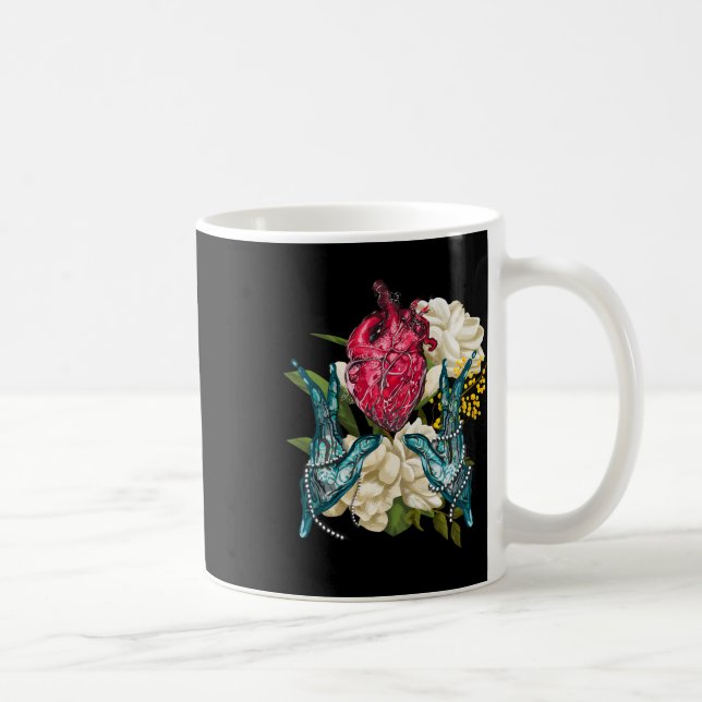 Anatomiska hjärtan och blommor doktor valentin kaffemugg (Höger)