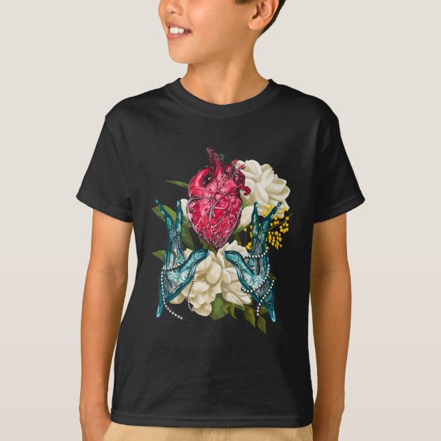 Anatomiska hjärtan och blommor doktor Valentin  T Shirt (Framsida)