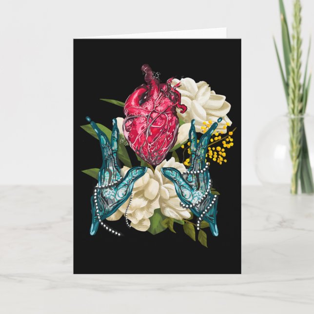 Anatomiska hjärtat och blommor doktor valentin kort (Framsida)