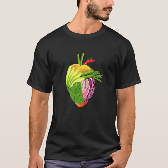 Anatomiska hjärtformade grönsaker Vegan T Shirt (Framsida)