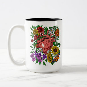 Anatomiskt Blommigt Två-Tonad Mugg