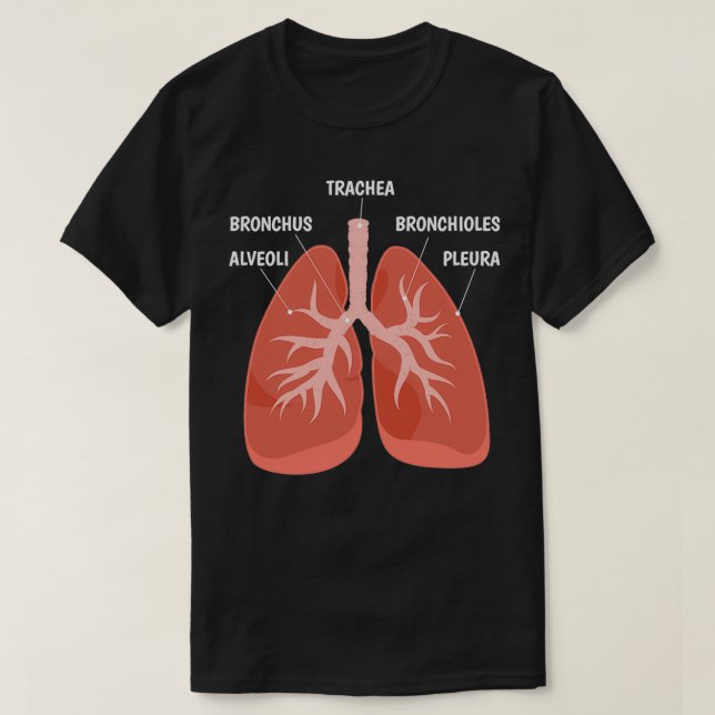 Anatomiskt diagram Respirationssystem för biologil T Shirt (Design framsida)