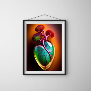 Anatomiskt Glass Heart Digital Art Poster