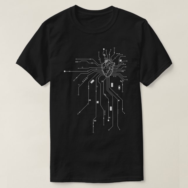 Anatomiskt Heart CPU-processor PCB-kort dator T Shirt (Design framsida)