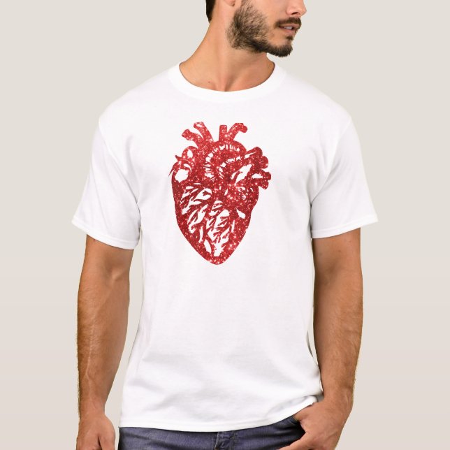 Anatomiskt Heart Glitter Effect Shirt T Shirt (Framsida)