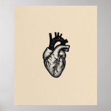 Anatomiskt Heart modern svart minimalistisk konst