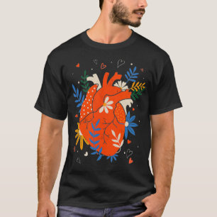 Anatomiskt hjärta med blommor humant hjärta t shirt