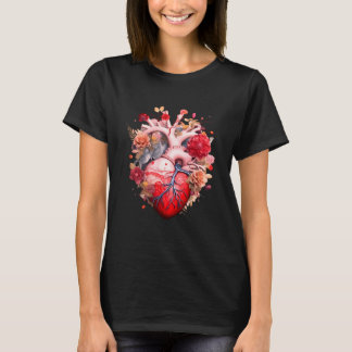 Anatomiskt hjärta med blommor t shirt