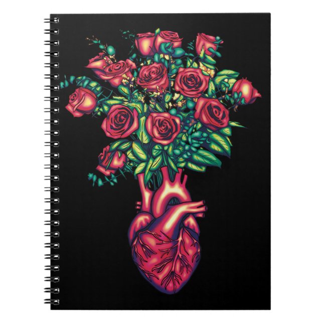 Anatomiskt hjärta med Ro, hjärtsvikt Anteckningsbok (Framsidan)