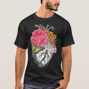 Anatomiskt hjärta och blommor visa din kärlek t shirt