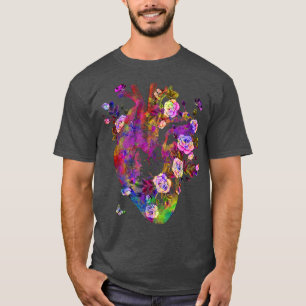 Anatomiskt hjärta och blommor visar dina Kärlek kv T Shirt