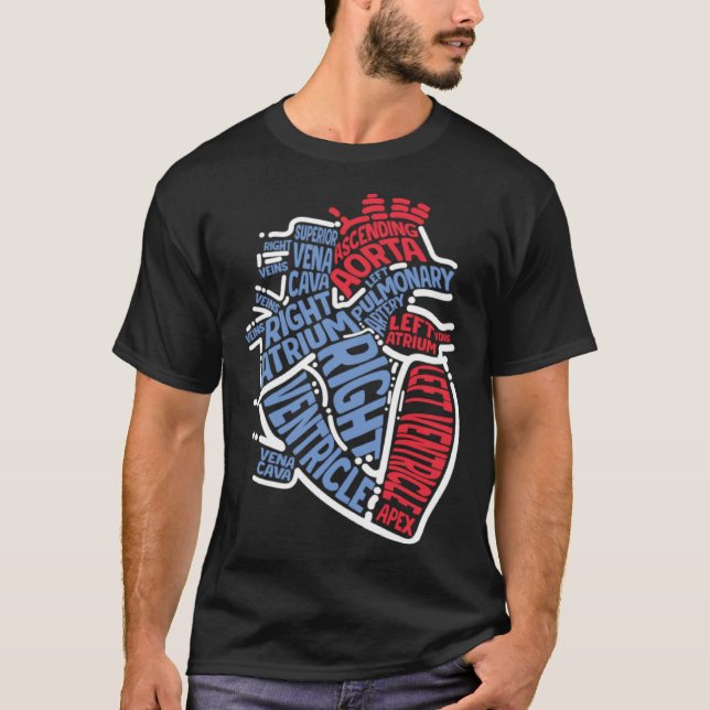 Anatomiskt hjärtmedicinska delar Kardiolog Surgeo T Shirt (Framsida)